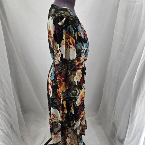 725-14 Connected Apparel Elegant Floral Mesh Faux Wrap dress Size 18W - Picture 6 of 9